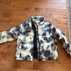 Joe Fresh Black and Gray Tie-Dye Puffer Jacket